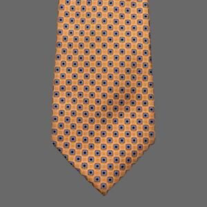 Tommy Hilfiger Polka Dot Silk Necktie Orange Blue Mens EUC